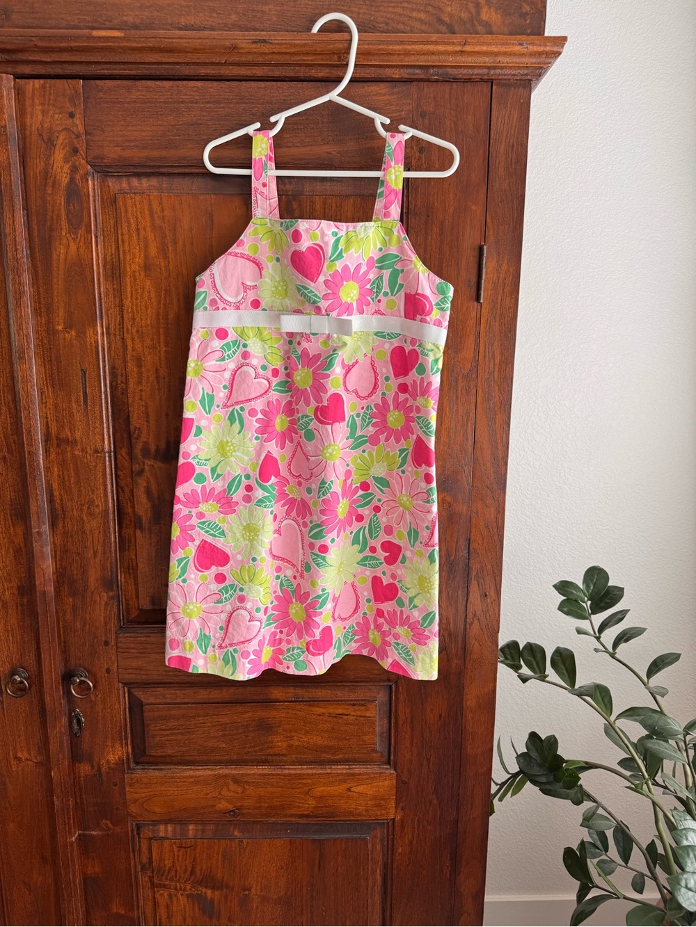 Vintage Lilly Pulitzer pink heart floral shift dress Lucky In love print